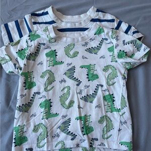 Primark White and Green Dinosaur Kids Tee